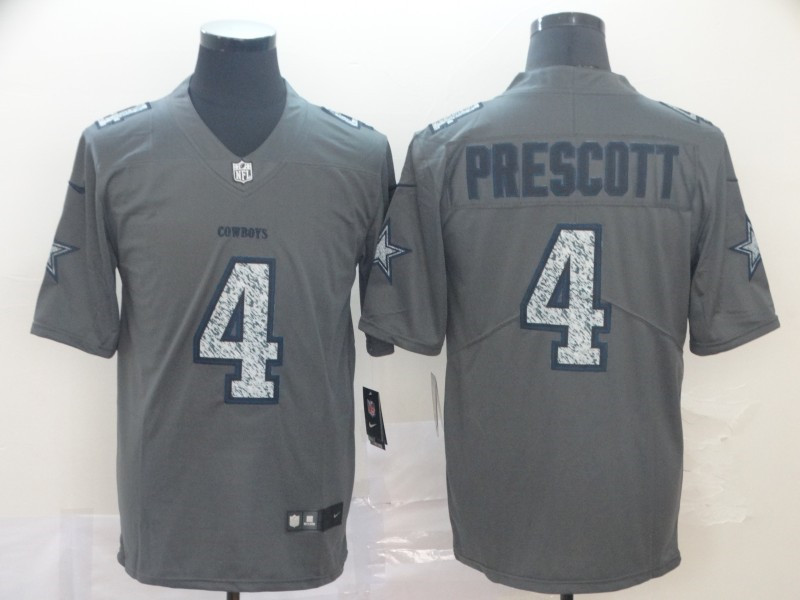 Men's Dallas Cowboys #4 Dak Prescott NFL Pro Line Gray Static Fashion Stitched Jersey