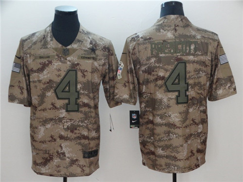 Men's Dallas Cowboys #4 Dak Prescott Nike Camo Salute to Service Limited Stitched Jersey