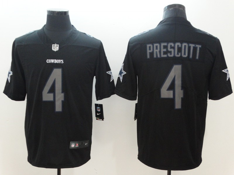 Men's Dallas Cowboys #4 Dak Prescott Nike Fashion Impact Black Limited Stitched Jersey