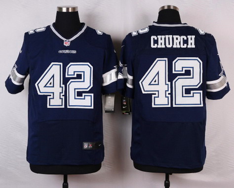 Men's Dallas Cowboys #42 Barry Church Navy Blue Team Color NFL Nike Elite Stitched Jersey