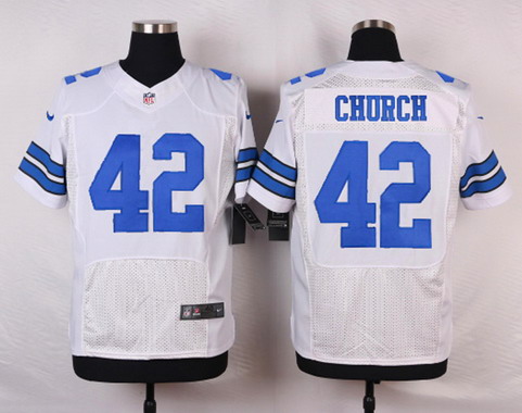 Men's Dallas Cowboys #42 Barry Church White Road NFL Nike Elite Stitched Jersey