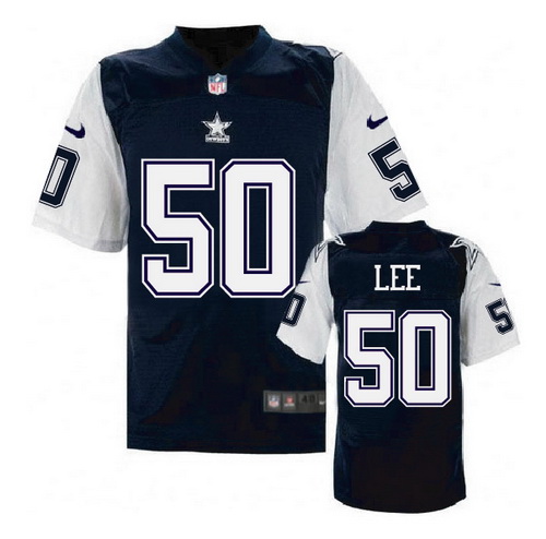 Men's Dallas Cowboys #50 Sean Lee Navy Blue Nike Elite Throwback Thanksgivings Jersey