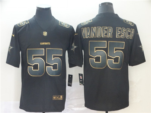 Men's Dallas Cowboys #55 Leighton Vander Esch NFL Vapor Limited Black Golden Stitched Jersey