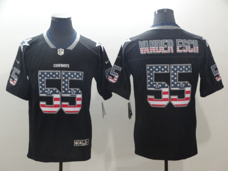 Men's Dallas Cowboys #55 Leighton Vander Esch Nike USA Flag Fashion Black Limited Stitched Jersey