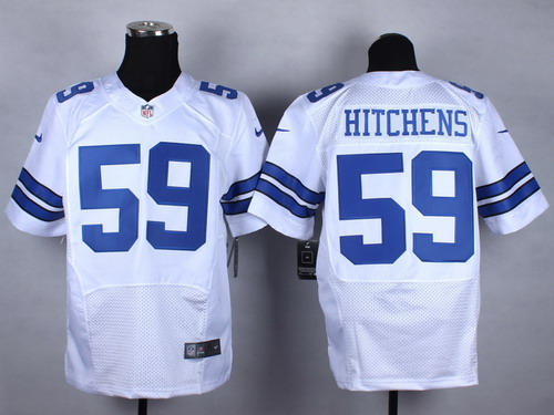 Men's Dallas Cowboys #59 Anthony Hitchens White Nike Elite Stitched Jersey