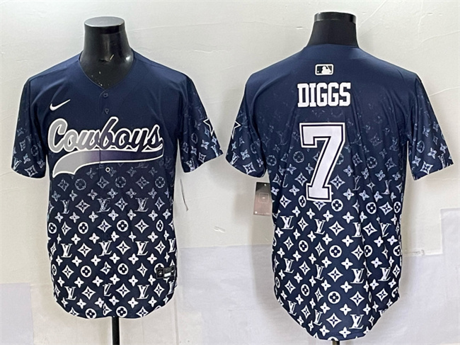 Men's Dallas Cowboys #7 Trevon Diggs Navy Limited Stitched Baseball Jersey