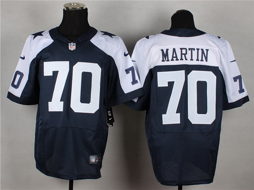 Men's Dallas Cowboys #70 Zack Martin Blue Thanksgiving Nik Elite Stitched Jersey