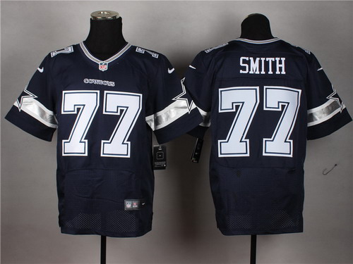 Men's Dallas Cowboys #77 Tyron Smith Blue Nik Elite Stitched Jersey