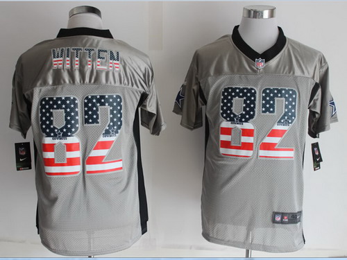 Men's Dallas Cowboys #82 Jason Witten 2014 USA Flag Fashion Gray Nik Elite Stitched Jerseys