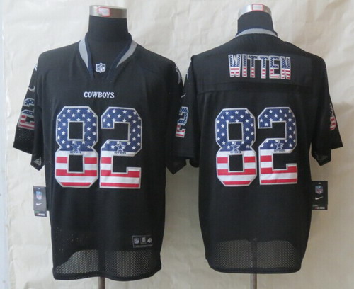 Men's Dallas Cowboys #82 Jason Witten 2014 USA Flag Nik Fashion Black Elite Stitched Jersey