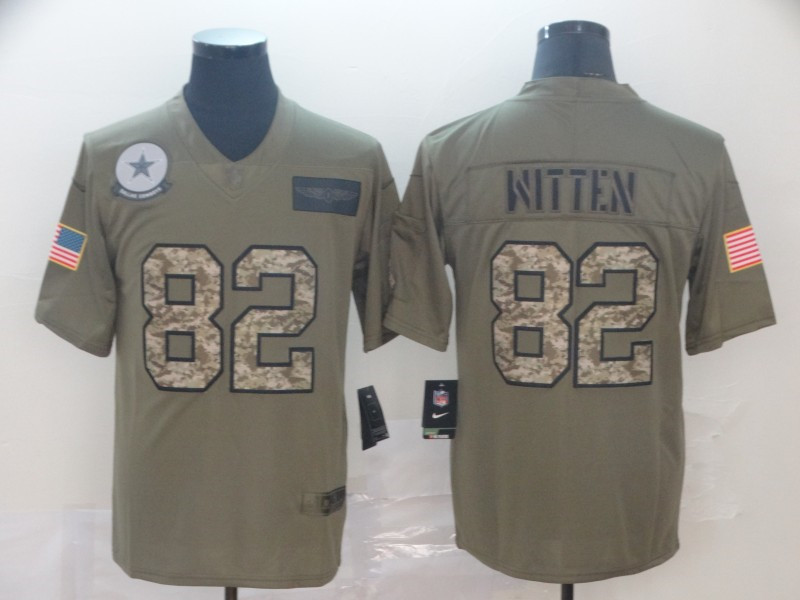 Men's Dallas Cowboys #82 Jason Witten 2019 Olive Camo Salute to Service Limited Stitched Jersey