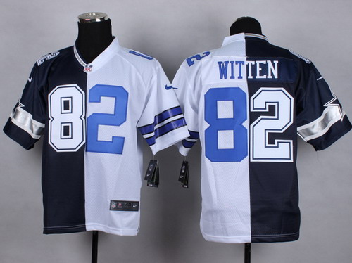 Men's Dallas Cowboys #82 Jason Witten Blue White Nik Split Elite Stitched Jersey