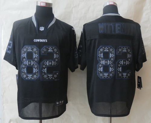 Men's Dallas Cowboys #82 Jason Witten Lights Out Black Ornamented Elite Stitched Jersey
