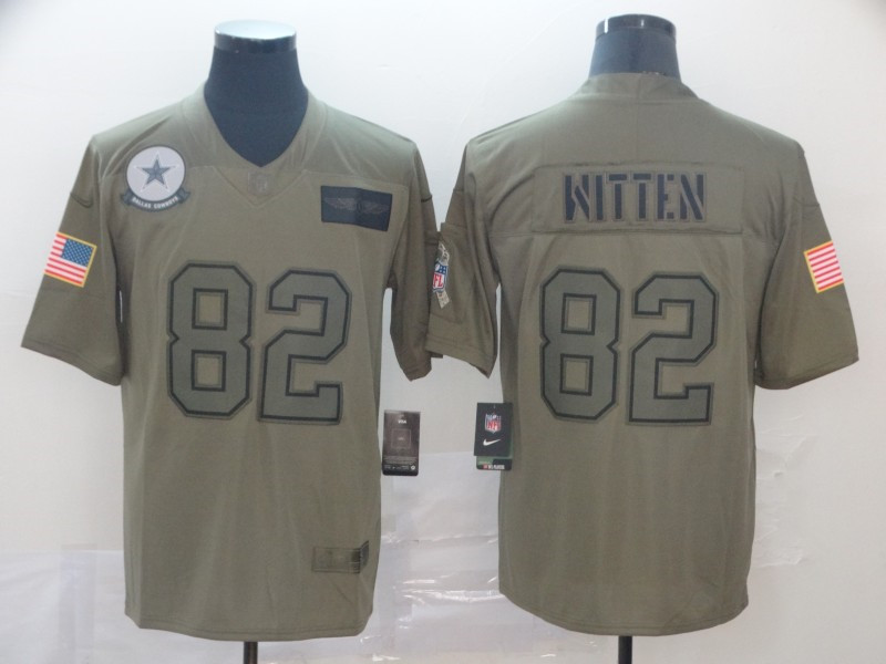 Men's Dallas Cowboys #82 Jason Witten Nike Olive 2019 Salute to Service Game Stitched Jersey