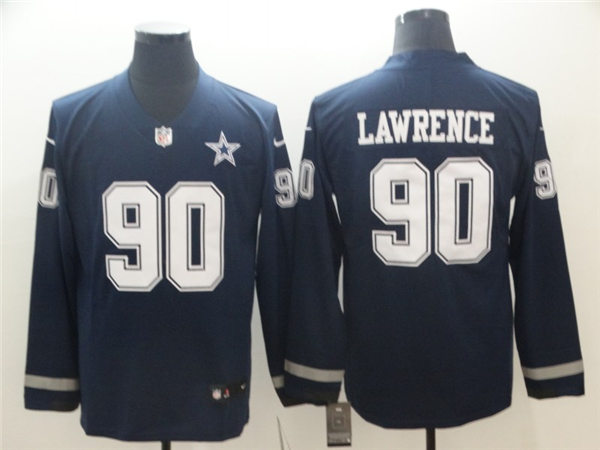 Men's Dallas Cowboys #90 DeMarcus Lawrence Teams Nike Therma Long Sleeve Stitched Jersey