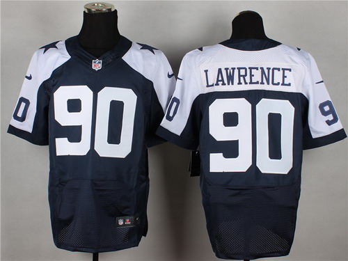 Men's Dallas Cowboys #90 Demarcus Lawrence Blue Thanksgiving Nik Elite Stitched Jersey