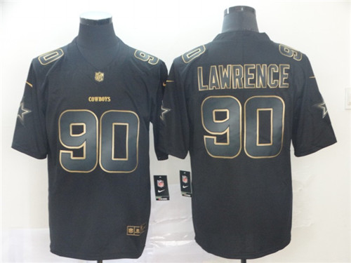 Men's Dallas Cowboys #90 Demarcus Lawrence Nike NFL Vapor Limited Black Golden Stitched Jersey
