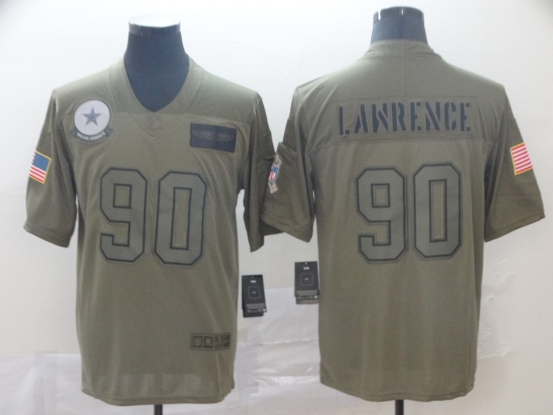 Men's Dallas Cowboys #90 Demarcus Lawrence Nike Olive 2019 Salute to Service Game Stitched Jersey