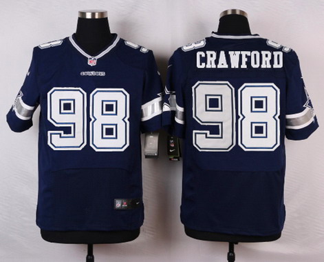 Men's Dallas Cowboys #98 Tyrone Crawford Navy Blue Team Color NFL Nike Elite Stitched Jersey