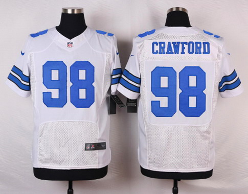 Men's Dallas Cowboys #98 Tyrone Crawford White Road NFL Nike Elite Stitched Jersey