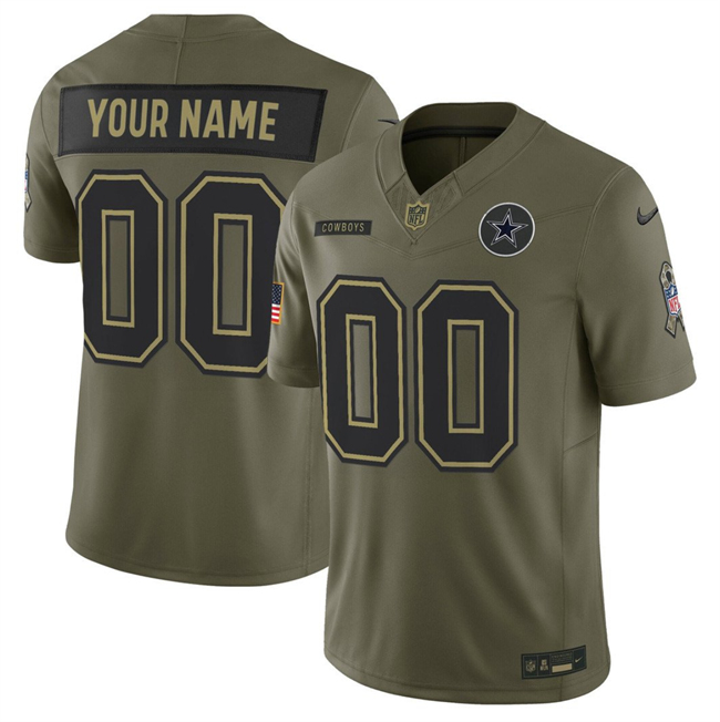 Men's Dallas Cowboys Active Player Custom Olive 2025 F.U.S.E. Salute to Service Limited Football Stitched Jersey