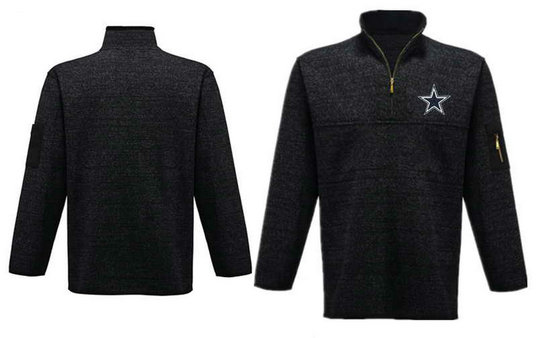 Men's Dallas Cowboys Antigua Charcoal Fortune Sweater Knit Microfleece Quarter-Zip Pullover Dark Gray Jacket