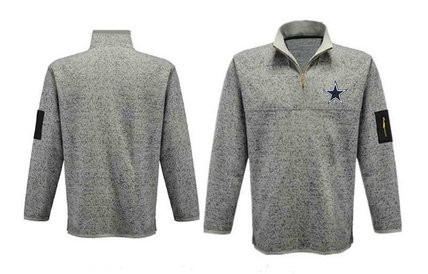 Men's Dallas Cowboys Antigua Charcoal Fortune Sweater Knit Microfleece Quarter-Zip Pullover Light Gray Jacket