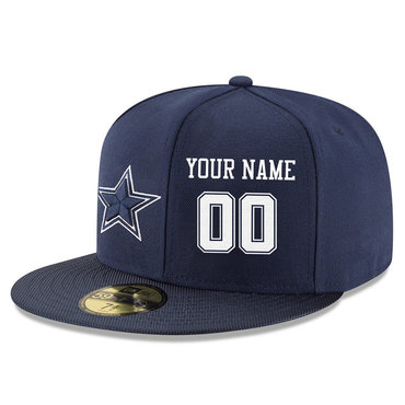 Men's Dallas Cowboys Navy Color Snapback Custom Hat (Stitched any name&number)