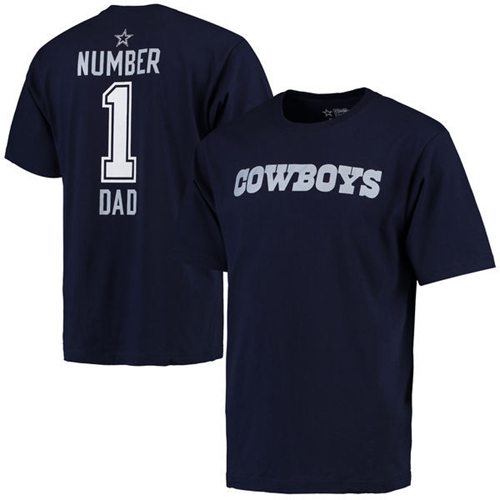 Men's Dallas Cowboys Pro Line College Number 1 Dad T-Shirt Navy