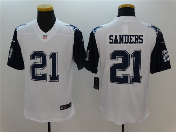 Men's Dallas Cowboys Retired Player #21 Deion Sanders Nike White Color Rush Legend Player Stitched Jersey