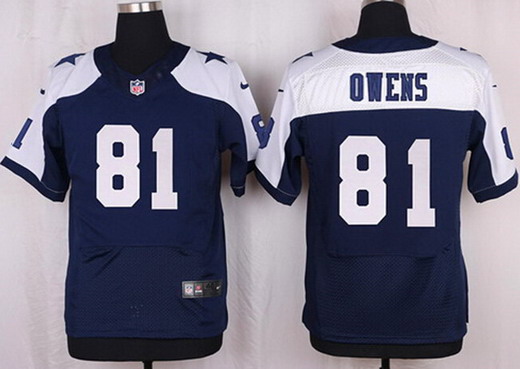 Men's Dallas Cowboys Retired Player #81 Terrell Owens Navy Blue Thanksgiving NFL Nike Elite Stitched Jersey