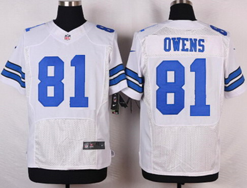 Men's Dallas Cowboys Retired Player #81 Terrell Owens White Nike Elite Stitched Jersey