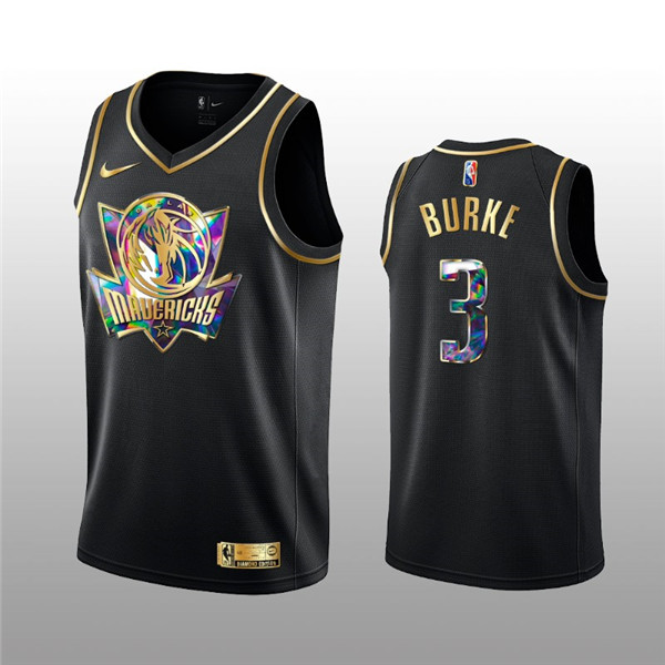 Men's Dallas Mavericks #3 Trey Burke 2021 22 Black Golden Edition 75th Anniversary Diamond Logo Stitched Basketball Jersey