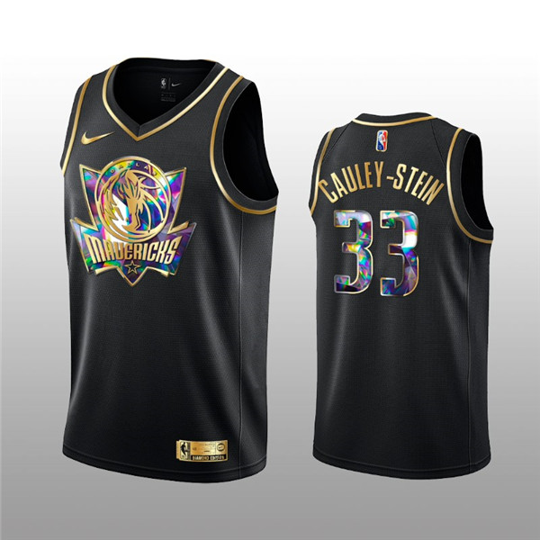Men's Dallas Mavericks #33 Willie Cauley-Stein 2021 22 Black Golden Edition 75th Anniversary Diamond Logo Stitched Basketball Jersey