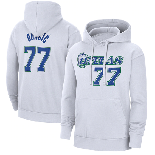 Men's Dallas Mavericks #77 Luka Doncic White Pullover Hoodies