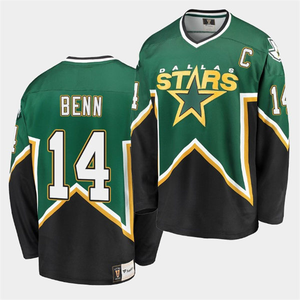Men's Dallas Stars #14 Jamie Benn Green Black Heritage Vintage Premier Jersey Stitched