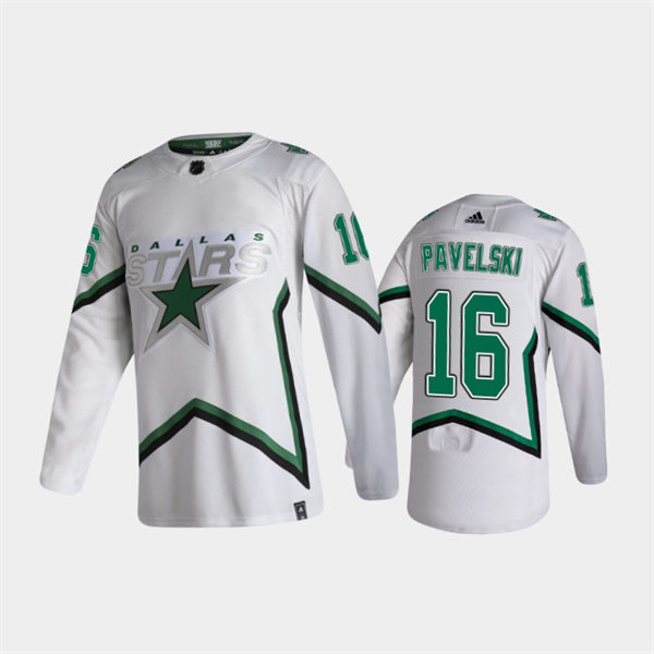 Men's Dallas Stars #16 Joe Pavelski adidas White 2021 Reverse Retro Jersey Stitched