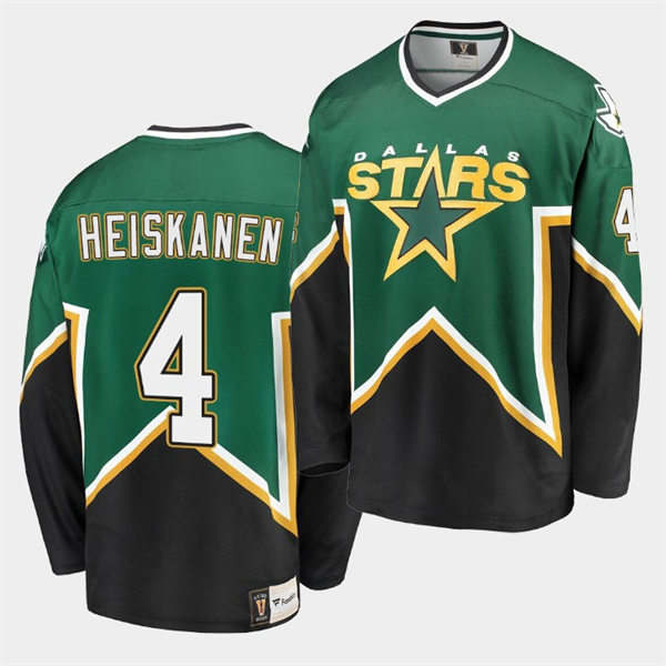 Men's Dallas Stars #4 Miro Heiskanen Green Black Heritage Vintage Premier Jersey Stitched