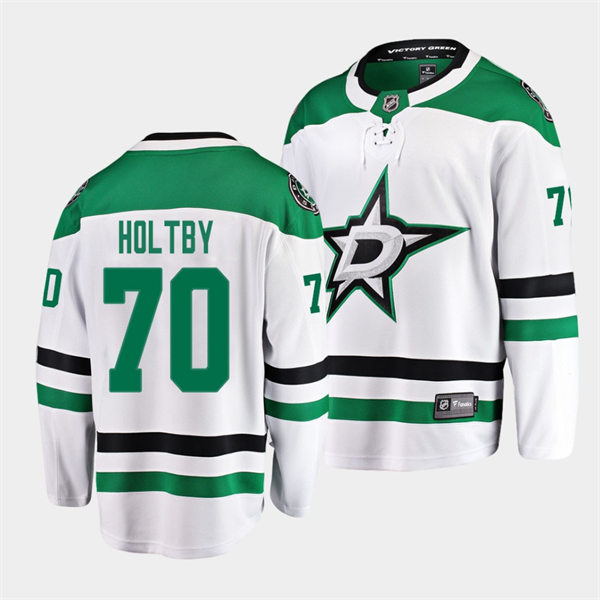 Men's Dallas Stars #70 Braden Holtby adidas White Away Jersey Stitched