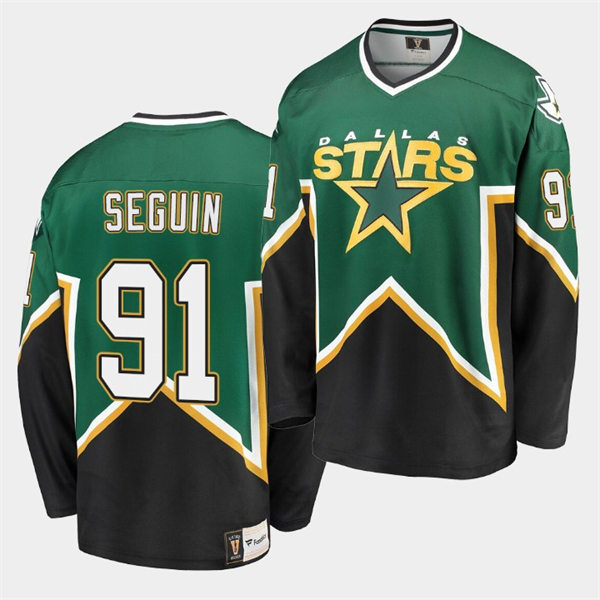 Men's Dallas Stars #91 Tyler Seguin Green Black Heritage Vintage Premier Jersey Stitched