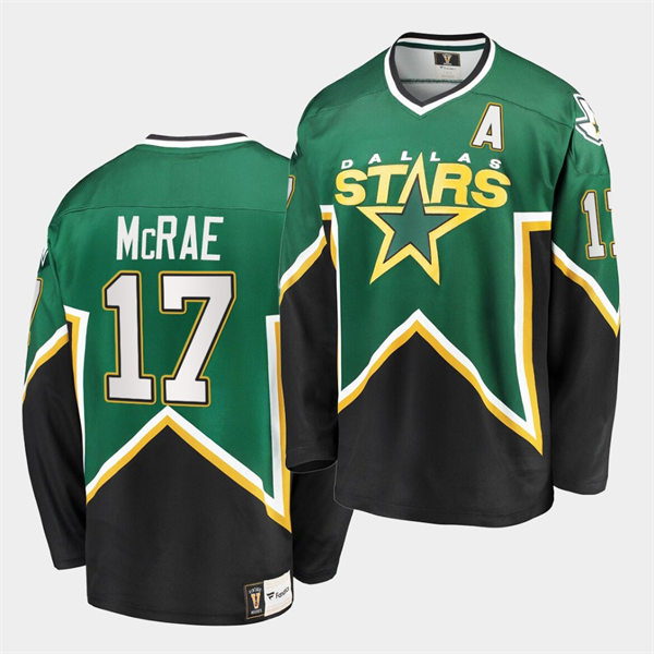 Men's Dallas Stars Retired Player #17 Basil McRae Green Black Heritage Vintage Premier Jersey Stitched
