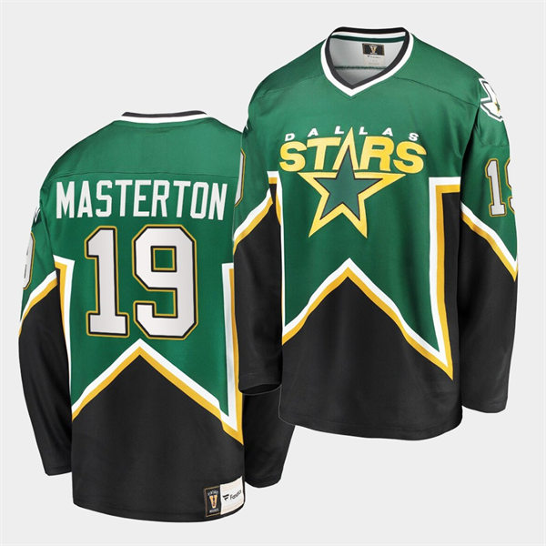 Men's Dallas Stars Retired Player #19 Bill Masterton Green Black Heritage Vintage Premier Jersey Stitched