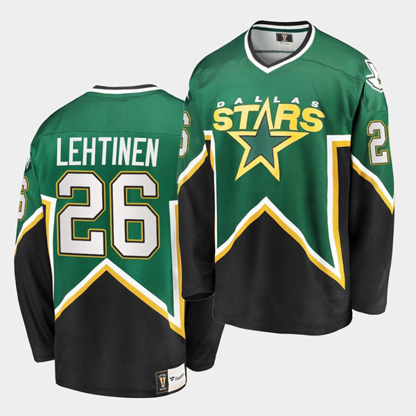 Men's Dallas Stars Retired Player #26 Jere Lehtinen Green Black Heritage Vintage Premier Jersey Stitched