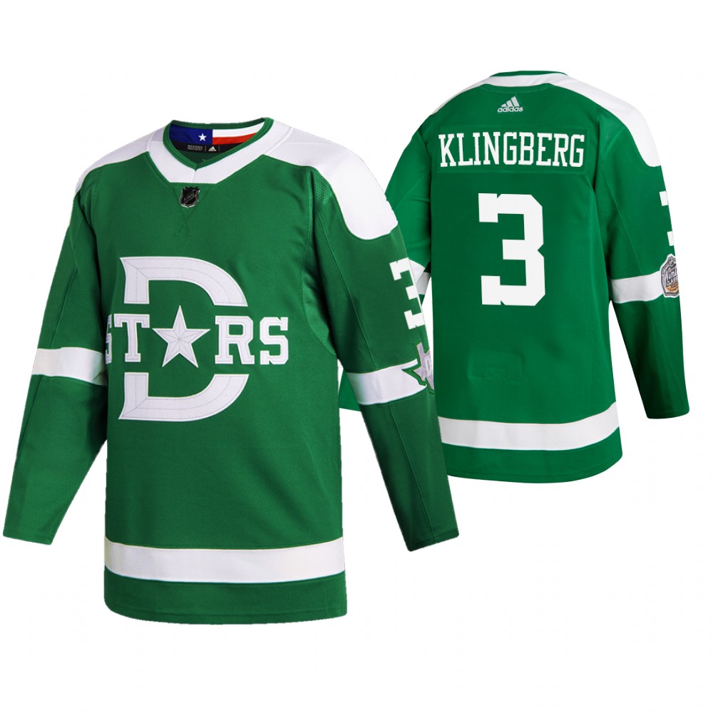 Men's Dallas Texans #3 John Klingberg 2020 Winter Classic Jersey - Green
