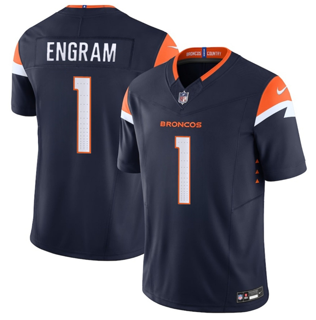 Men's Denver Broncos #1 Evan Engram Navy 2025 F.U.S.E. Alternate Vapor Limited Football Stitched Jersey