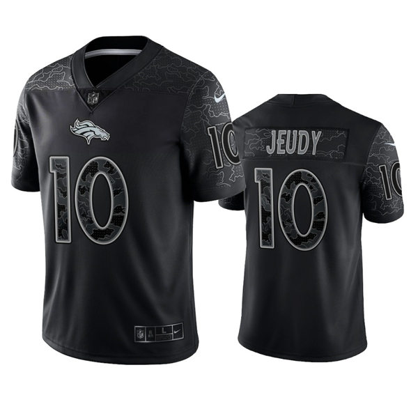 Men's Denver Broncos #10 Jerry Jeudy Black Reflective Limited Jersey