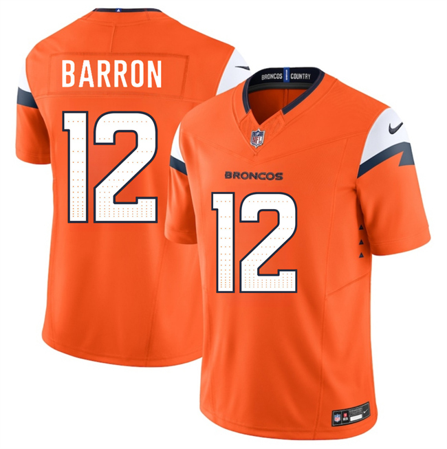 Men's Denver Broncos #12 Jahdae Barron Orange 2025 Draft F.U.S.E. Vapor Limited Football Stitched Jersey