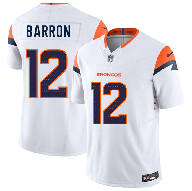 Men's Denver Broncos #12 Jahdae Barron White 2025 Draft F.U.S.E. Vapor Limited Football Stitched Jersey