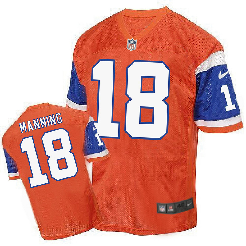 Men's Denver Broncos #18 Peyton Manning Orange 1998 Retro Elite Jersey