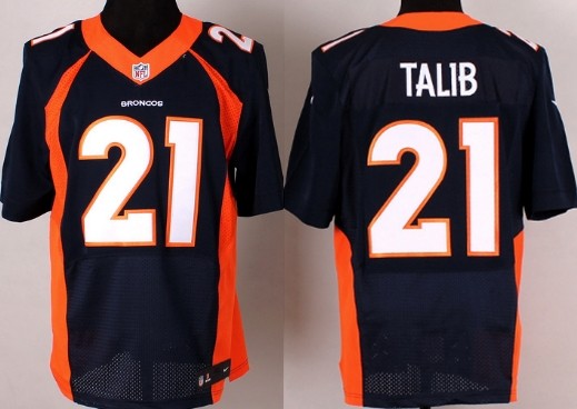 Men's Denver Broncos #21 Aqib Talib Blue Nik Elite Stitched Jersey